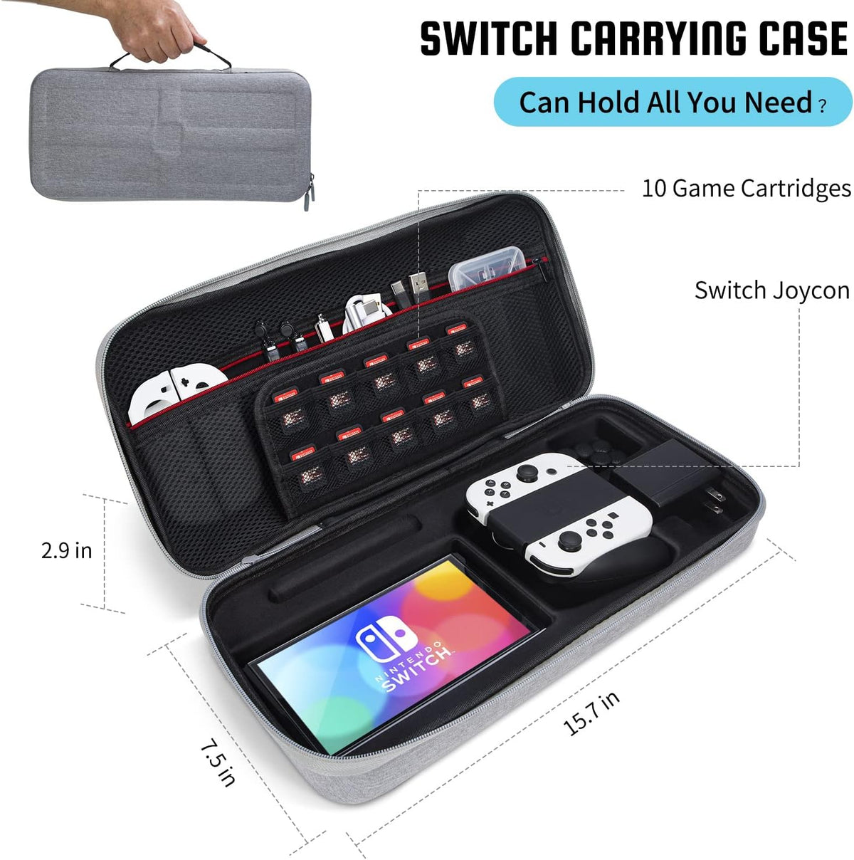 20 in 1 Switch Accessories Bundle with Case, Screen Protector, Grip Case, Games Holder, Headphones, Joy Con Grips, Caps, Steering Wheels, Charger C114