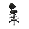 Adjustable Saddle Stool with Backrest, PU Leather, Black F184850