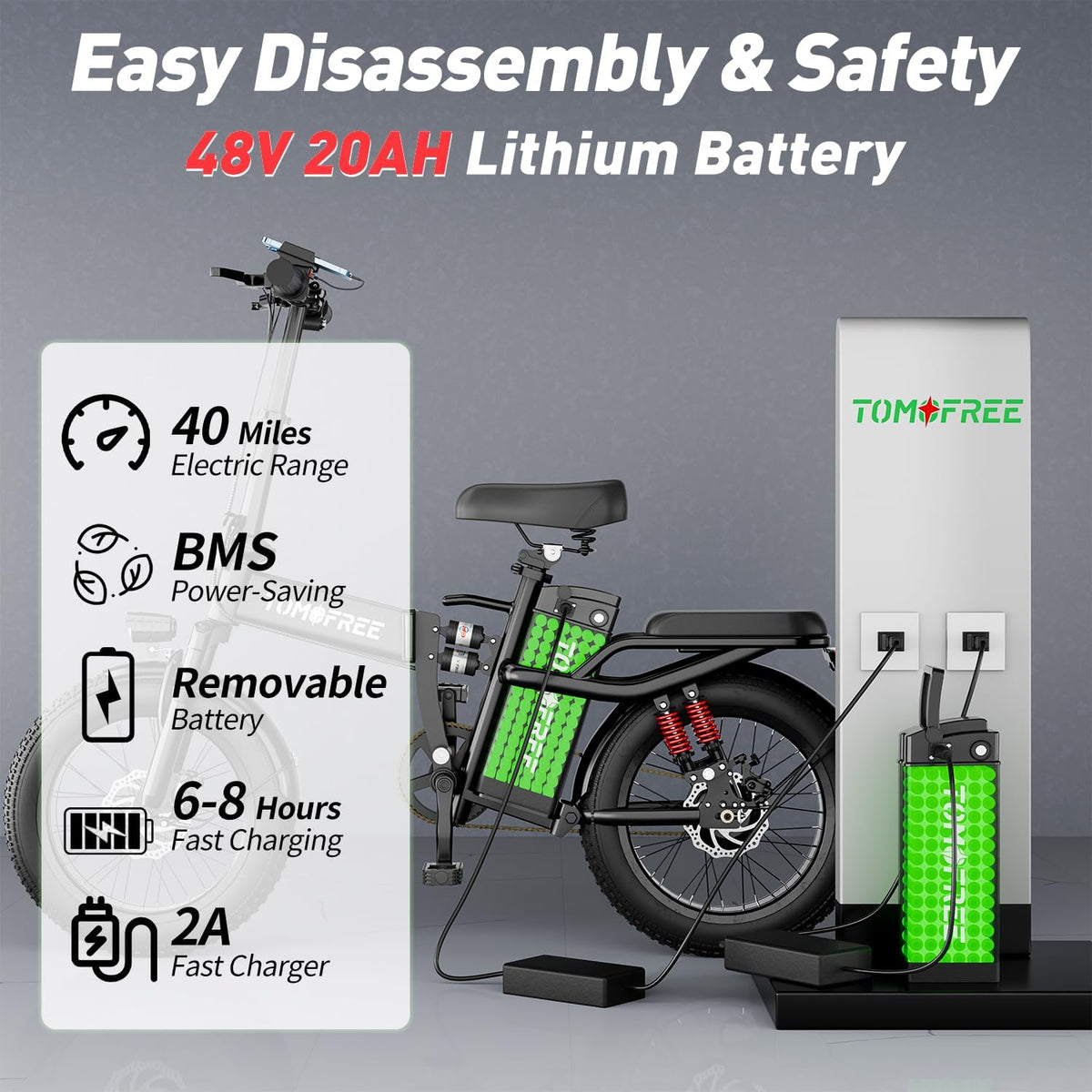 1200W 48V 20AH Removable Battery 16" Tire Folding Electric Bike R9934