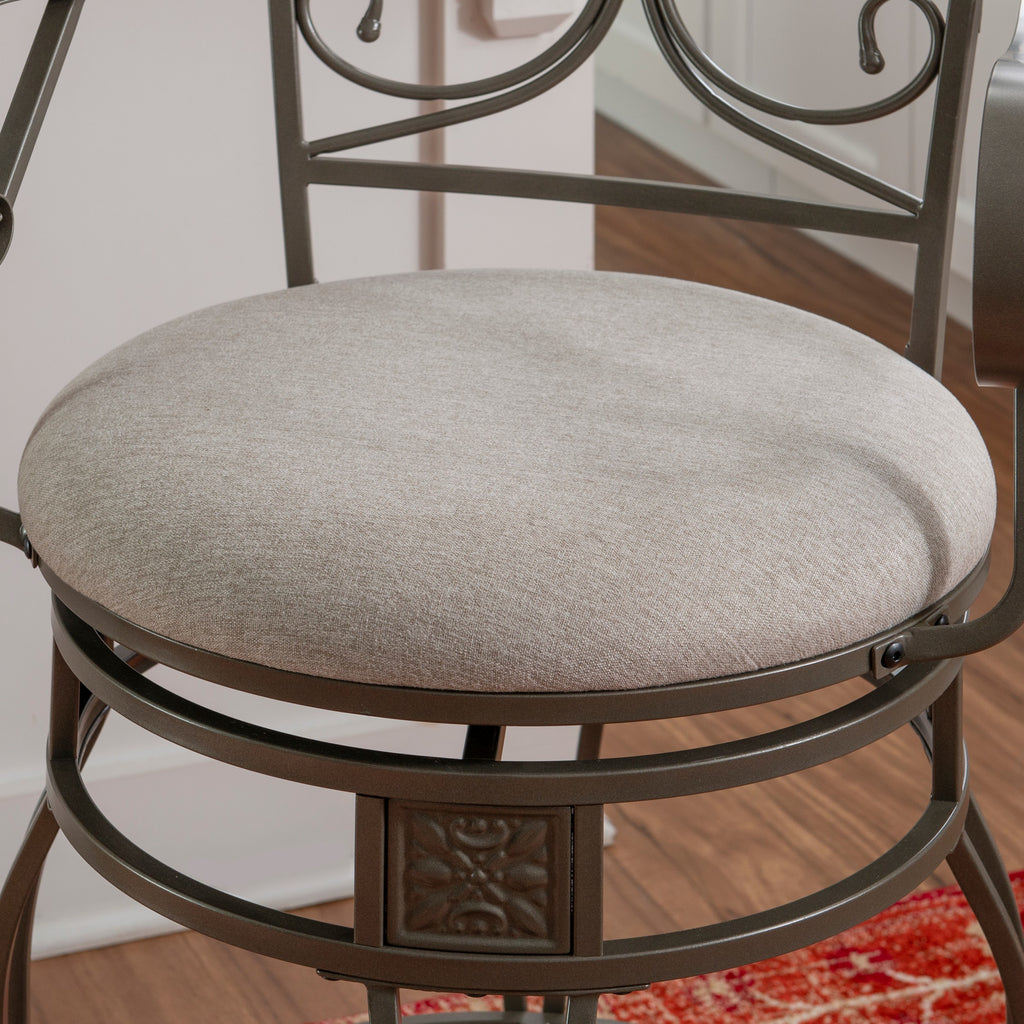 25" Metal Swivel Counter Stool with Arms, Gray Wash/Silver G777991
