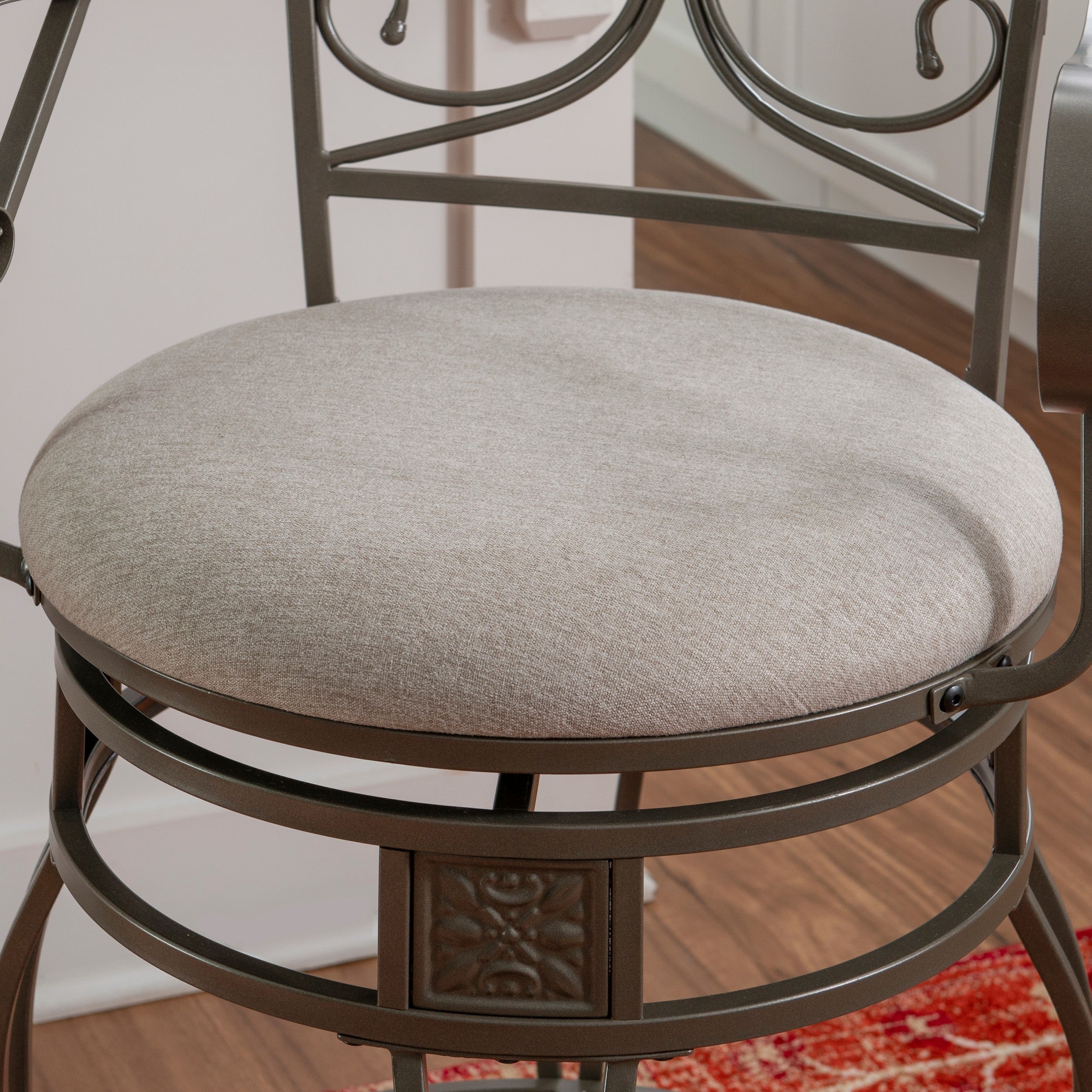 25" Metal Swivel Counter Stool with Arms, Gray Wash/Silver G777991