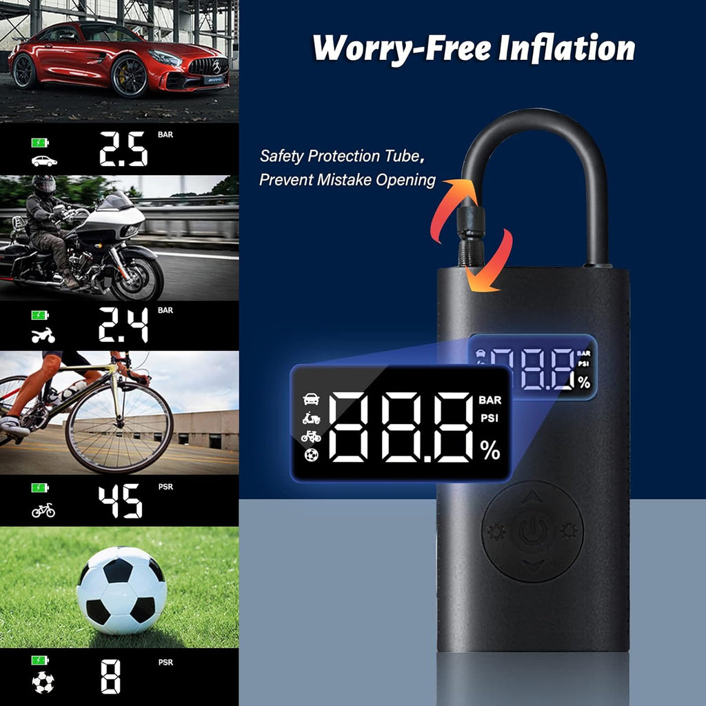 Portable 12V DC Electric Air Compressor Tire Pump Inflator with Pressure Gauge LED Light J859