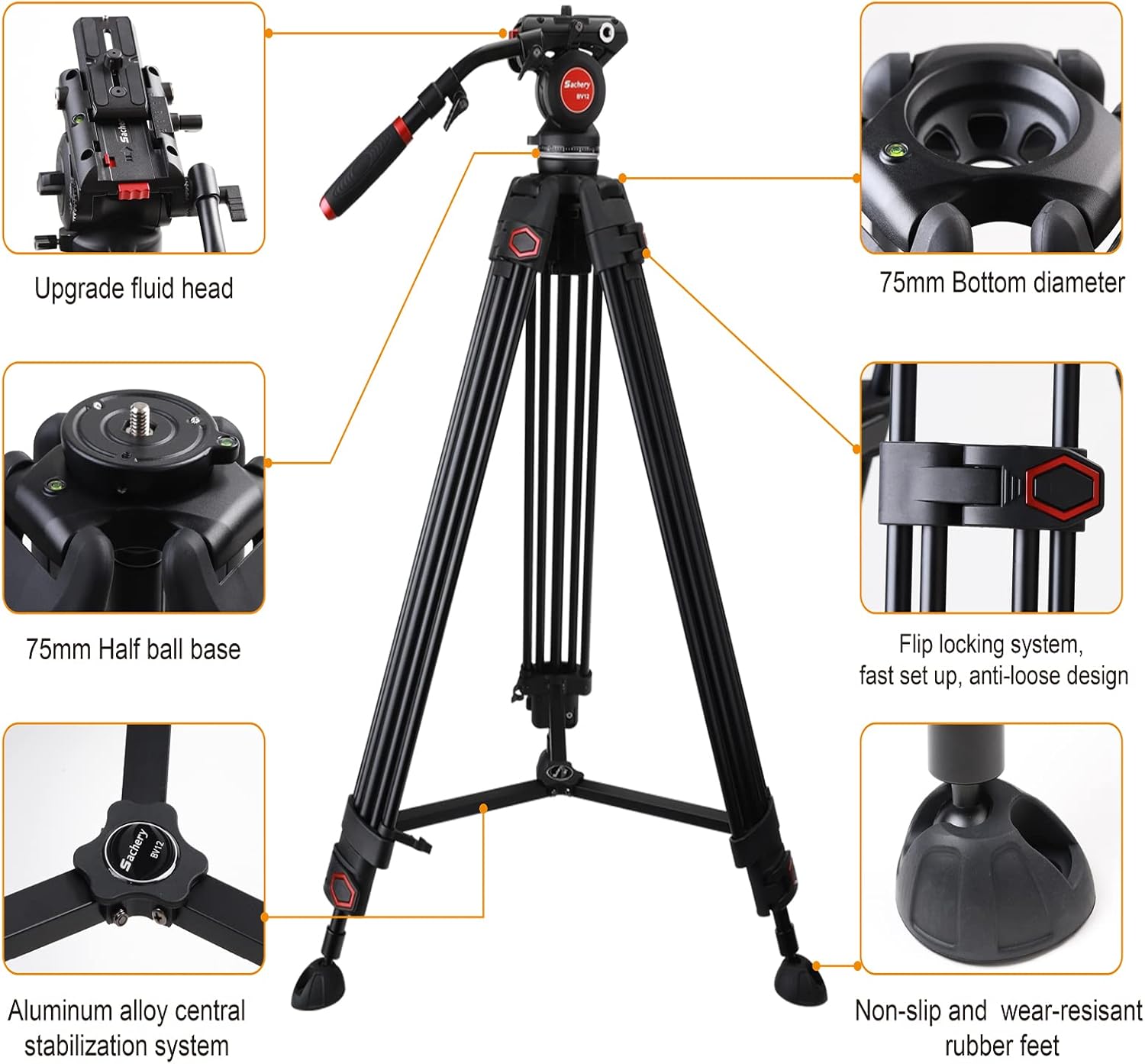 72 Inch Heavy Duty Tripod with Fluid Head R342