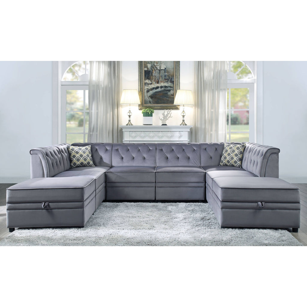 Gray Velvet Armless Chair T317897