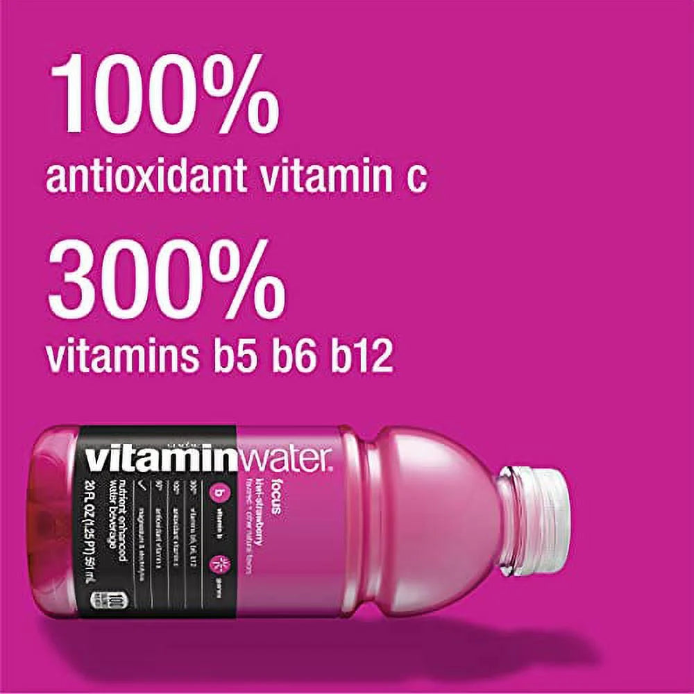 Kiwi-Strawberry Electrolyte Enhanced Bottled Water with Vitamin B5, B6, B12, 20 fl oz, 12 Pack A689488