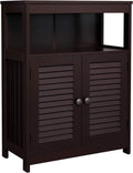 White Bathroom Storage Floor Cabinet with Double Shutter Door and Adjustable Shelf T575980