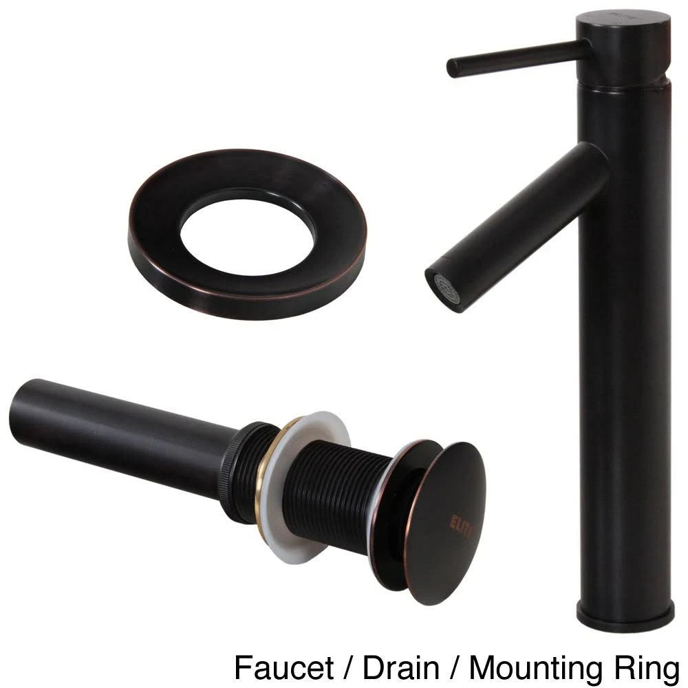 Oil Rubbed Bathroom Vessel Sink Faucet with Pop-Up Drain M6777