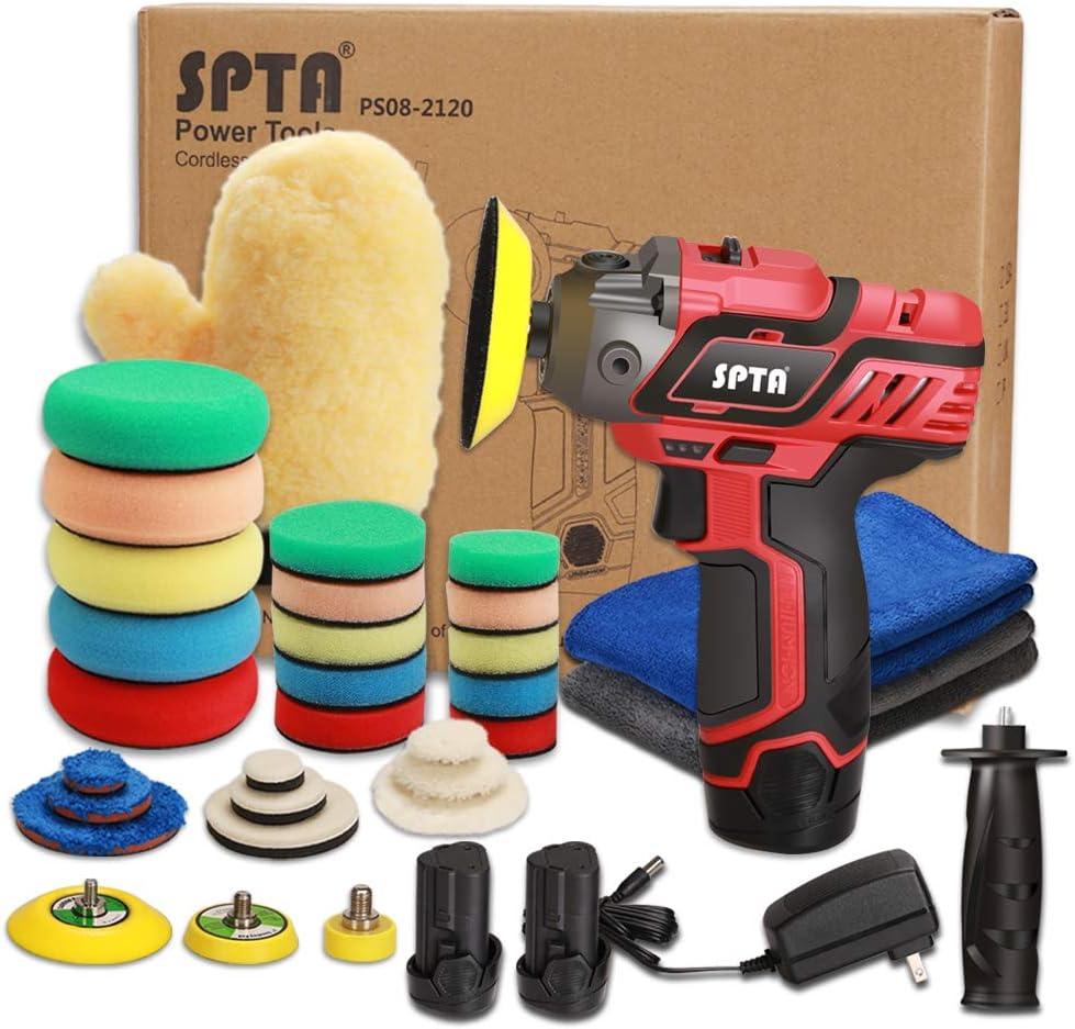 12V Cordless Car Polisher Tool Set with 1500mAh Li-ion Battery and Polishing Pads S122577