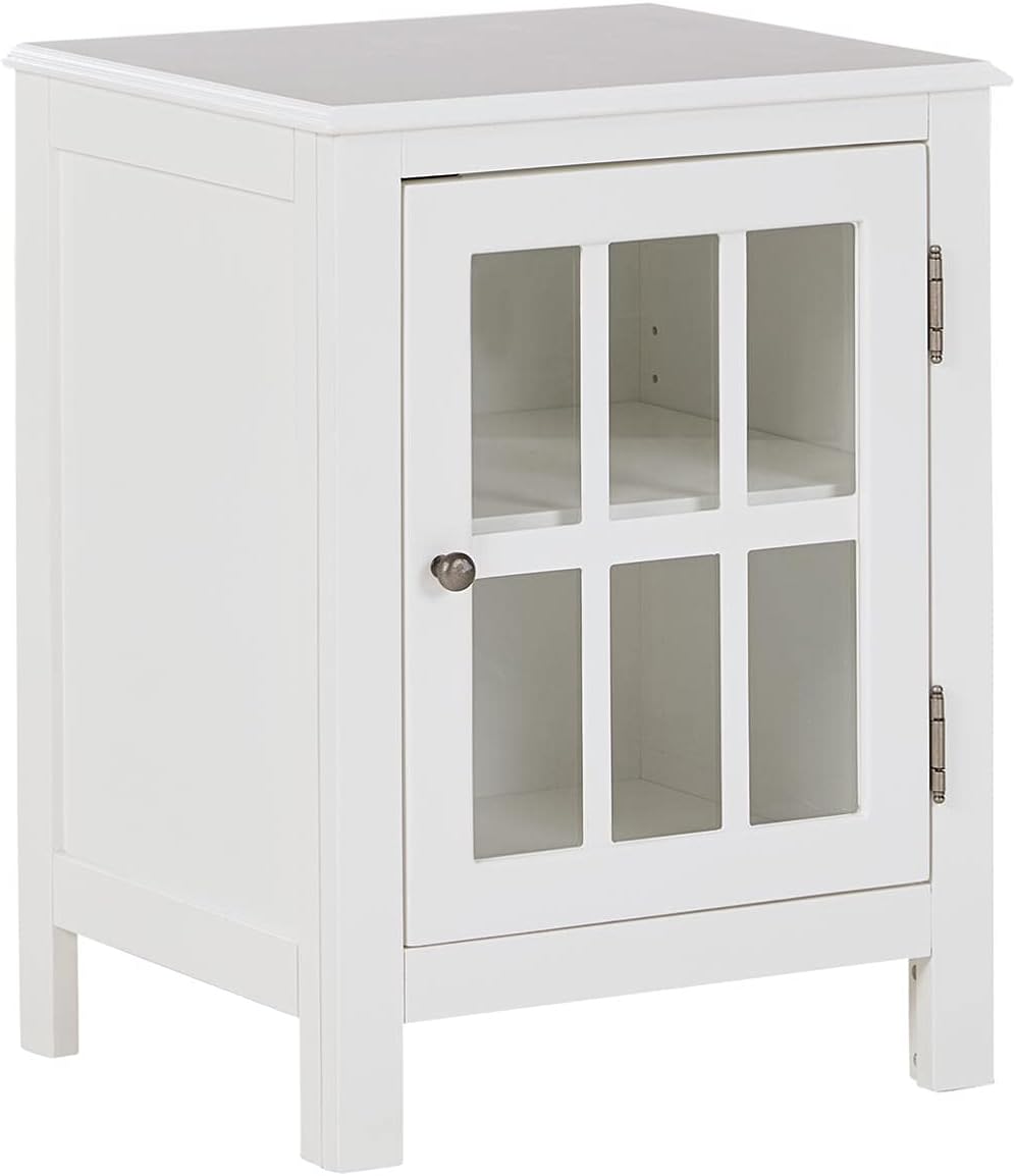 White Modern Farmhouse Accent Cabinet End Table H95200