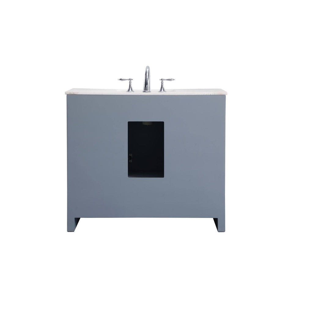 White 18 inch Bathroom Vanity Cabinet Set with Marble Top I710