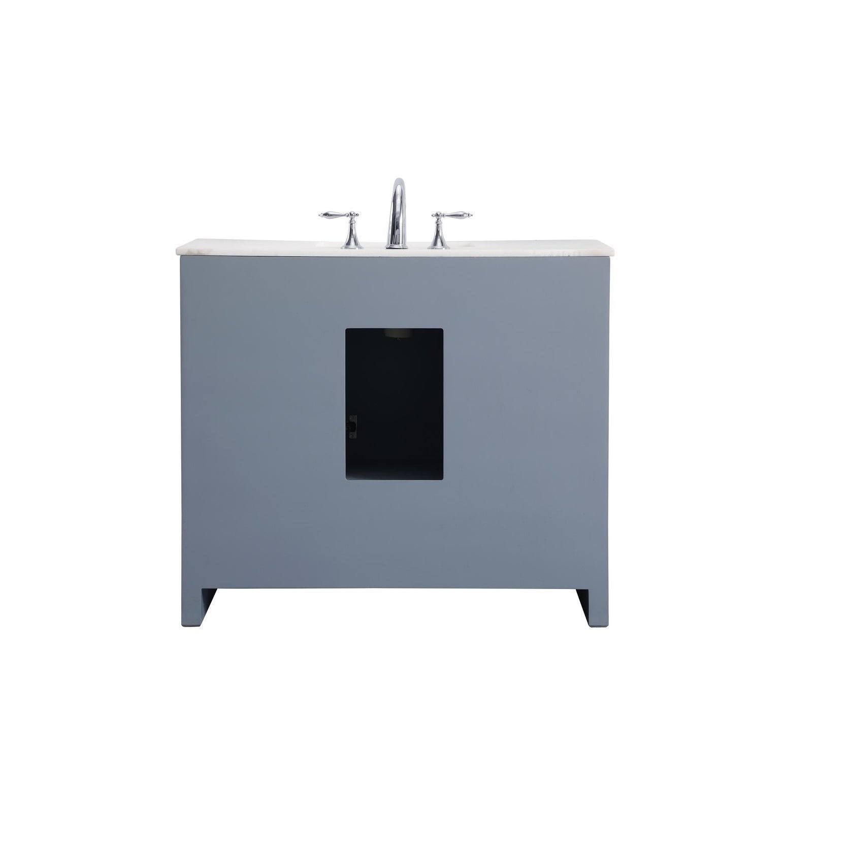 White 18 inch Bathroom Vanity Cabinet Set with Marble Top I710