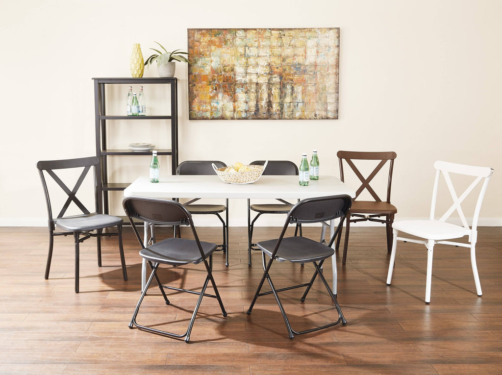 Black Plastic Folding Chair Pack of 4 Y884914