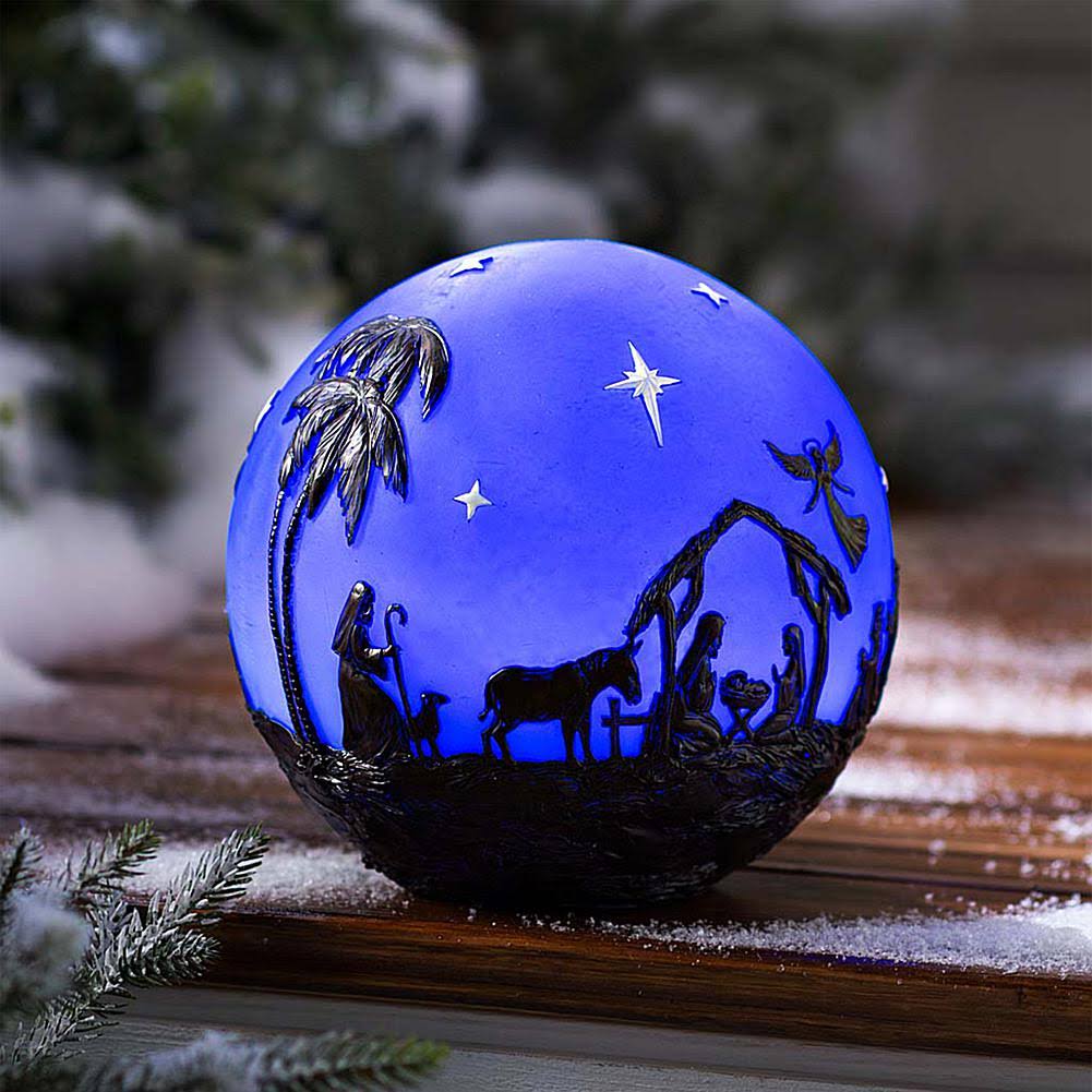 Glowing 3D Christmas Nativity Globe J29733