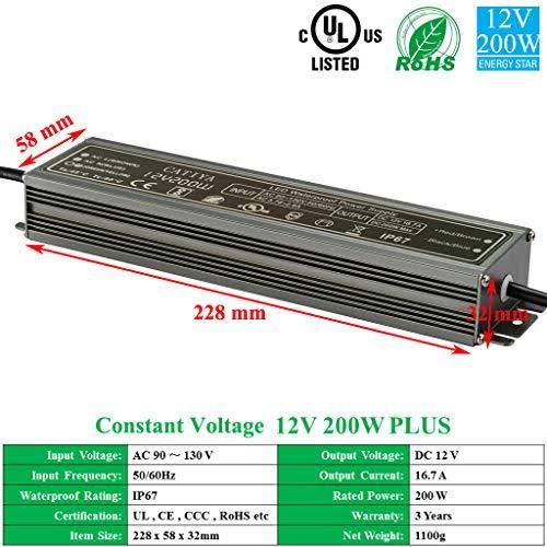 12 Volt 200 Watts LED Driver Transformer, IP67 Waterproof X52506