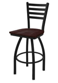 Black Wrinkle Swivel Stool with Dark Cherry Maple Seat L934159
