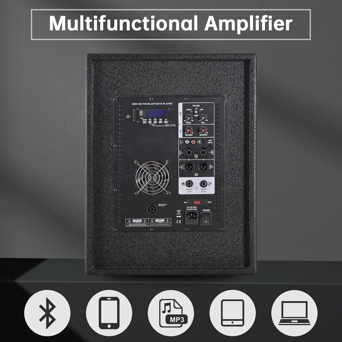 4000W 12-inch PA Speaker System Combo Set with Remote Control, Line Array Speakers with Built-in MP3 USB FM SD Card Bluetooth & Subwoofer M821177