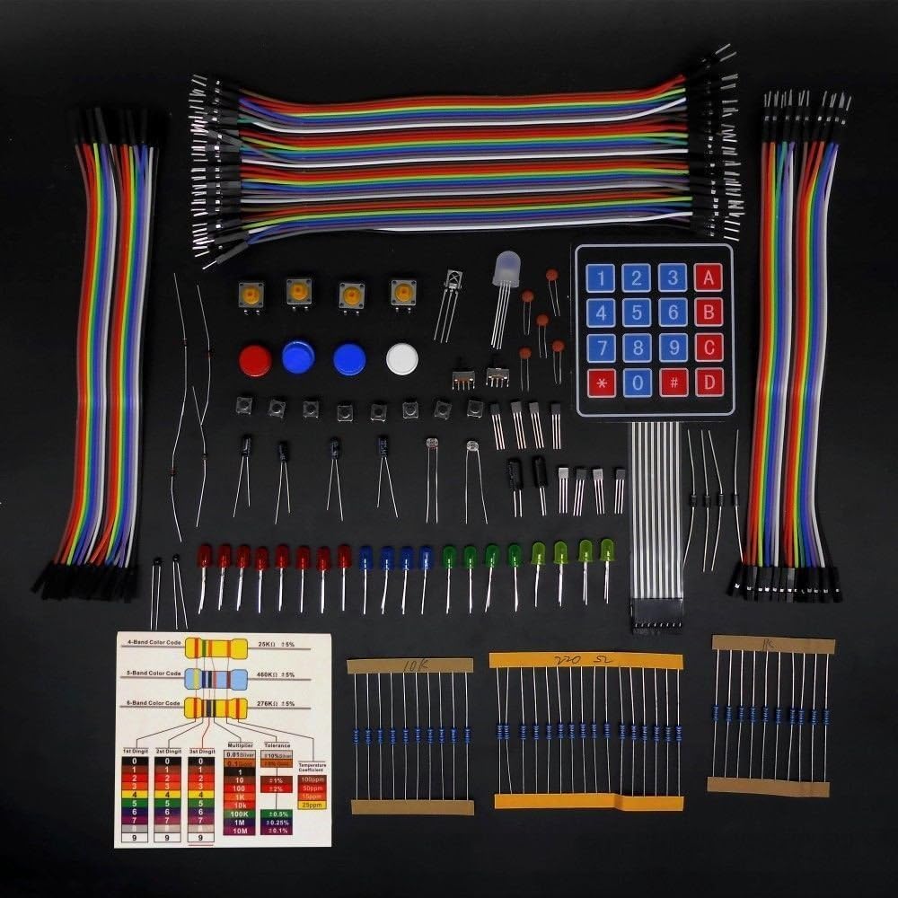 Mega2560 LCD1602 Servo Stepper Motor Sensors Breadboard Jumper Wire Resistor Capacitor Transistor STEM Electronic Projects Starter Kit W23591
