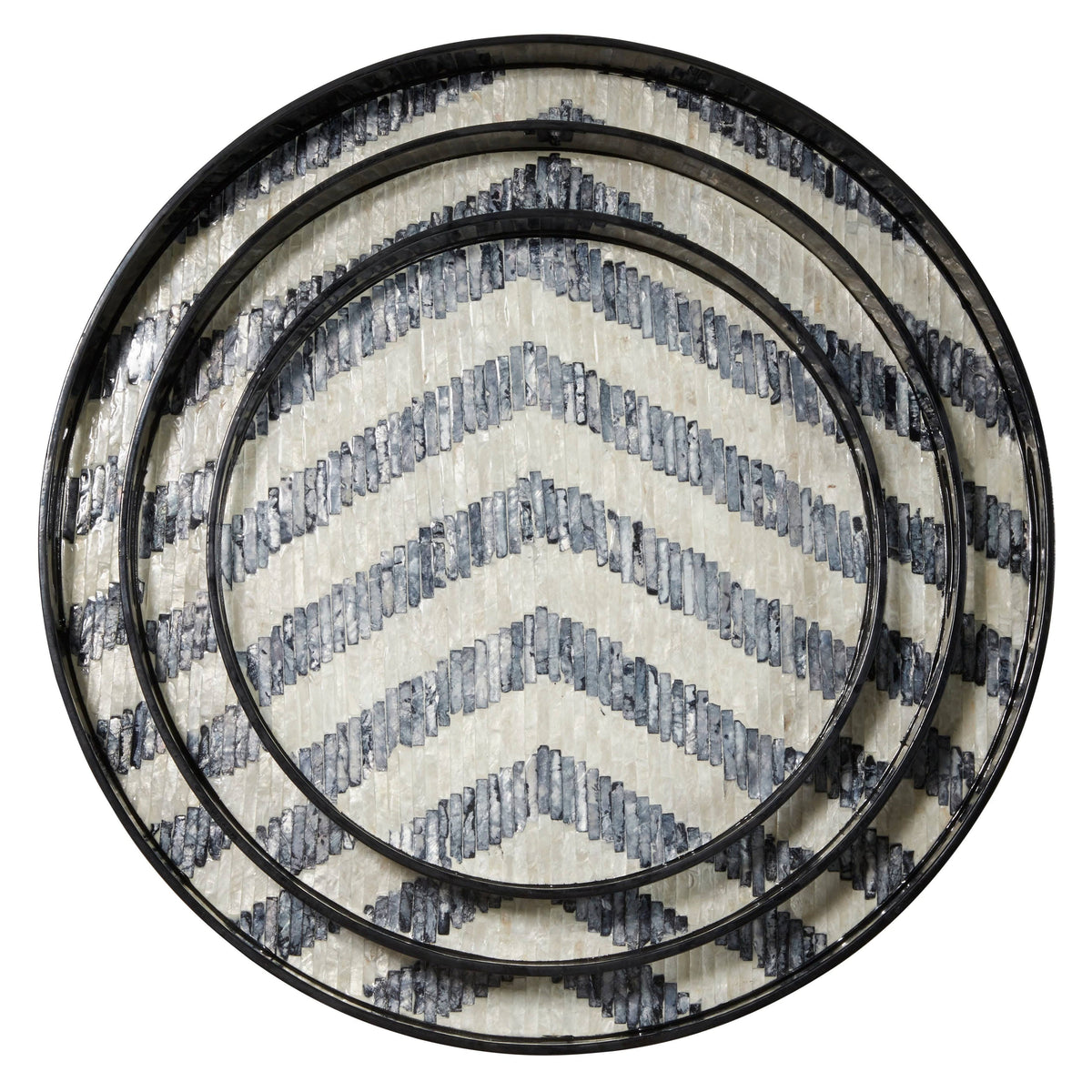 Set of 3 Round Capiz Shell Serving Trays P300