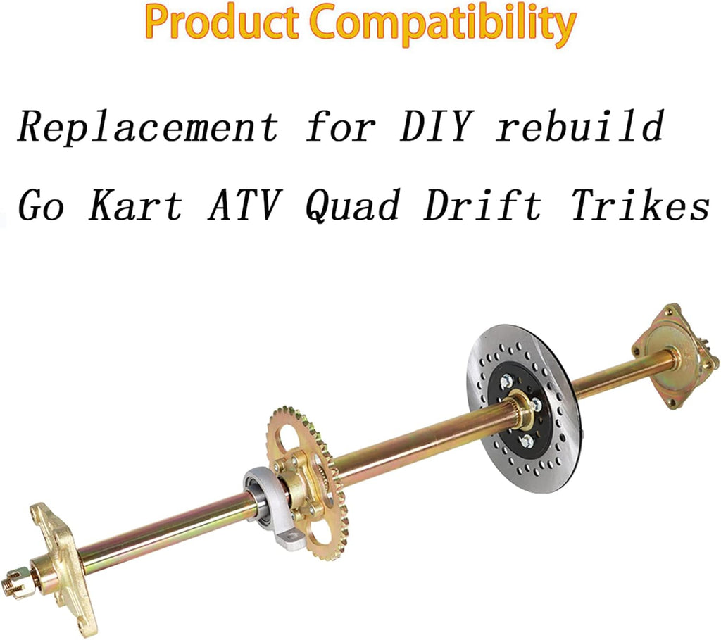 32 Live Rear Axle Kit Disc Rotor Wheel Hub Replacement for Go Kart ATV Quad Drift Trikes O593558