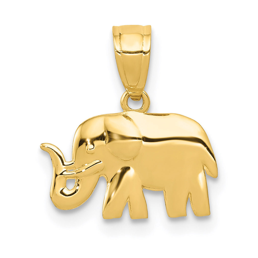 10K Yellow Gold Elephant Pendant Charm with Rope Chain Necklace 20'' M331086