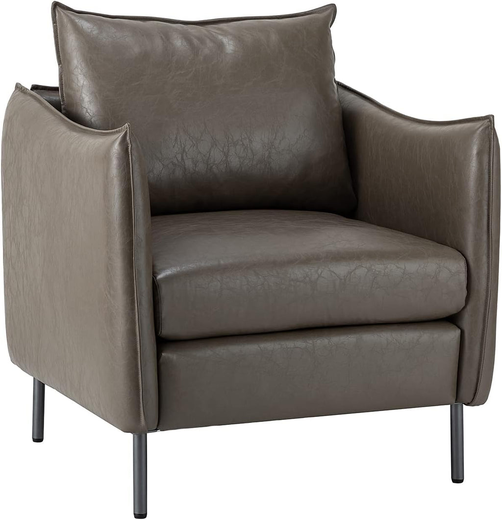 Grey Faux Leather Armchair with Moveable Cushion J785931