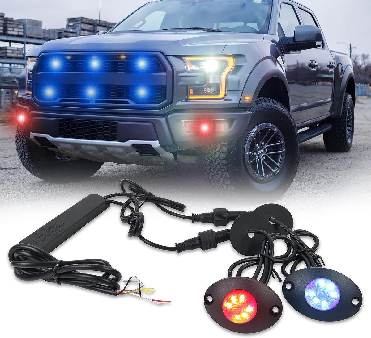 Emergency Strobe Lights Flashing Signal Light Bulb for Grille Headlight Taillight Surface Mount (All White) N994119