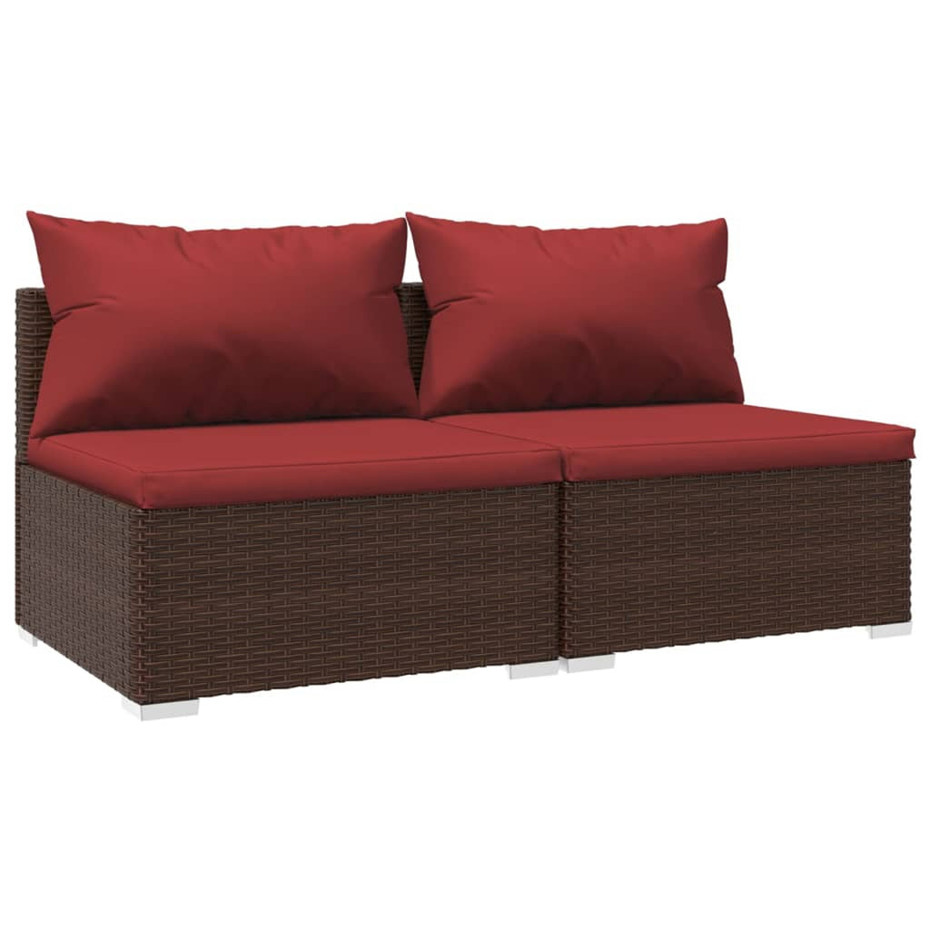 2 Piece Poly Rattan Patio Furniture Set with Cushions Y650686