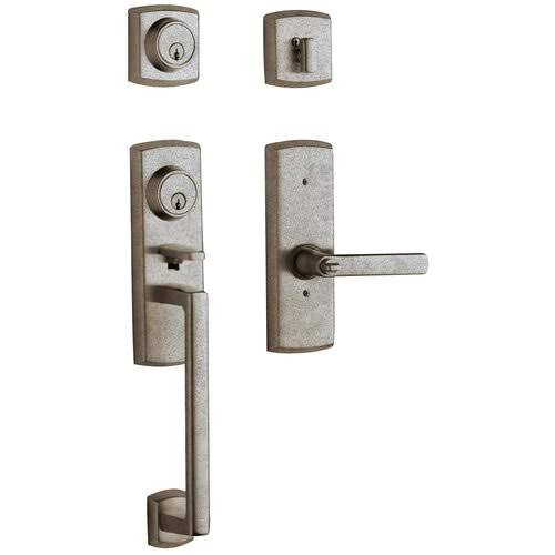 Distressed Antique Nickel Single Cylinder Handleset with Lever U652371