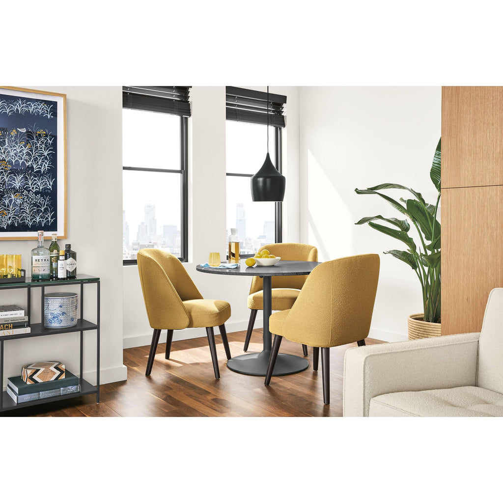 Modern Cora Side Chair in Sumner Linen with Charcoal Legs White Brown Performance Fabric X419103
