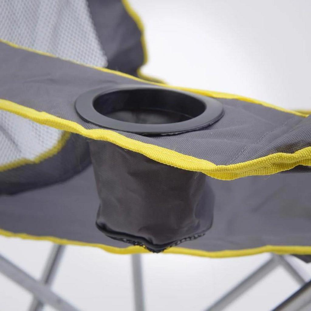 Gray Mesh Quad Folding Camping Chair with Cup Holders X9026