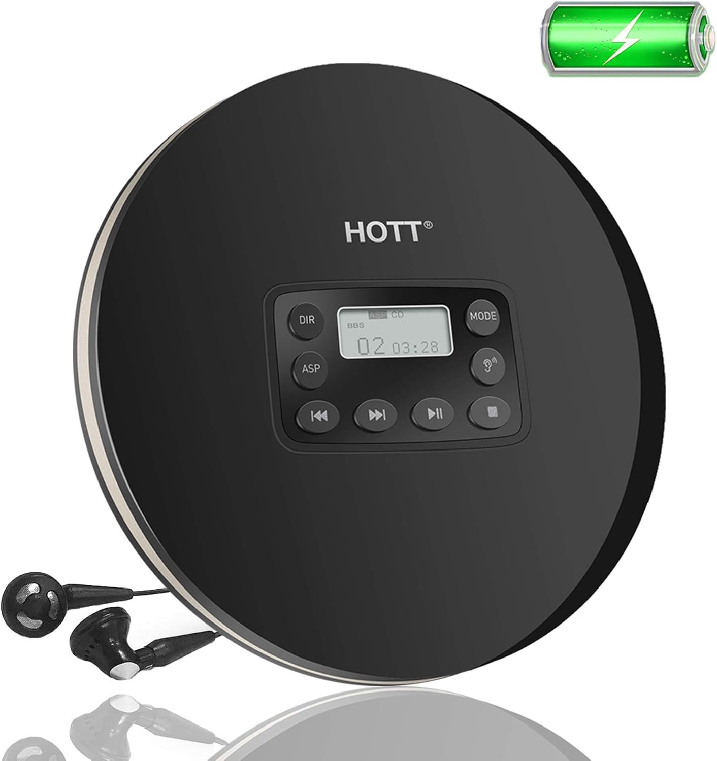 Black Rechargeable Portable CD Player Pack of 2 Q20224