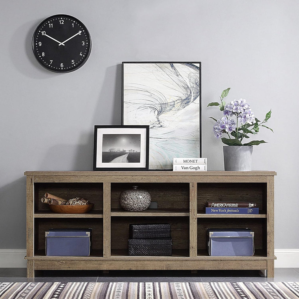 Espresso TV Stand with Wood Glass Storage Cabinets B7703