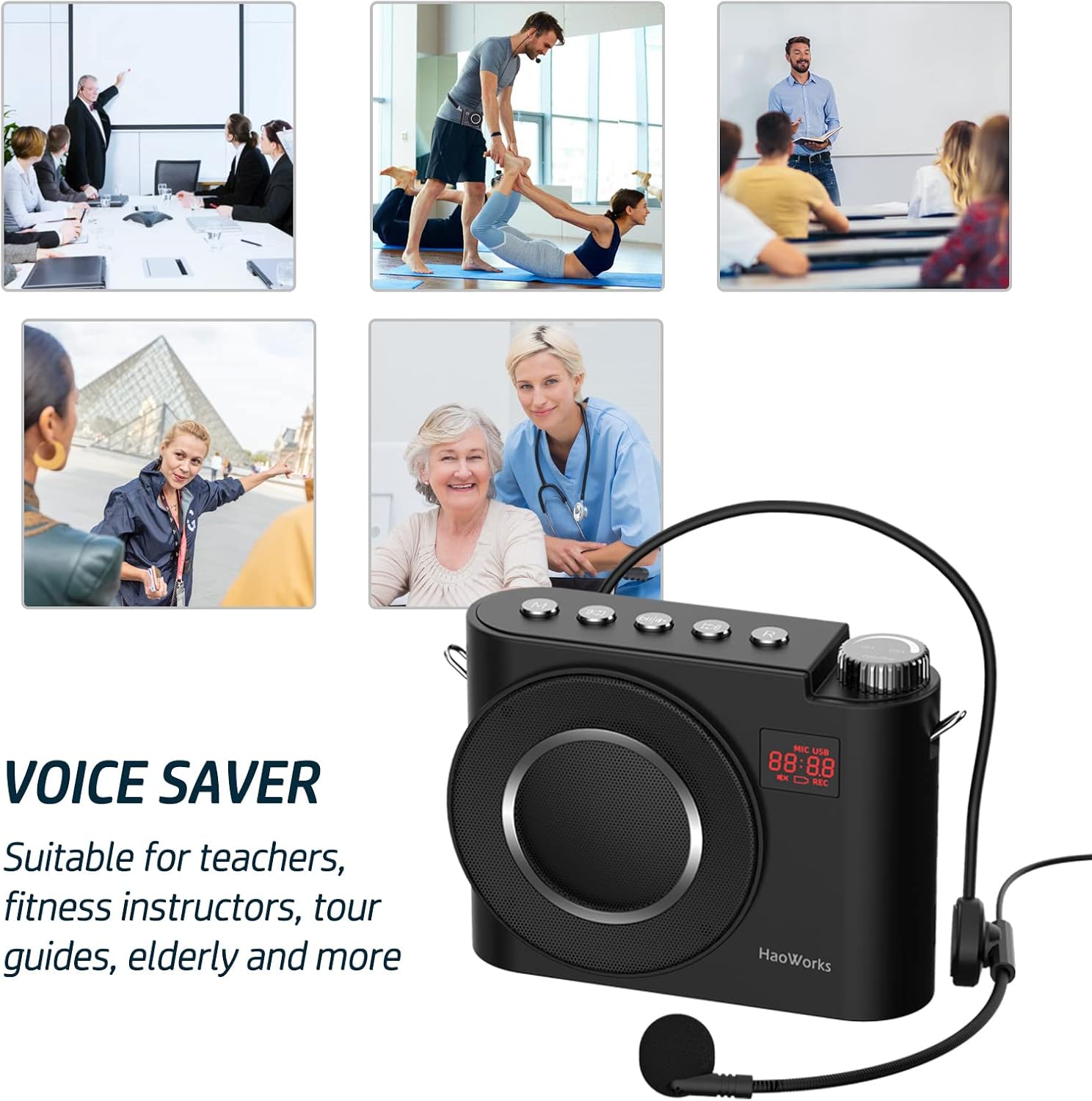 20W Wired Microphone Voice Amplifier with Speaker, Bluetooth Mini PA System, Pack of 2 E913