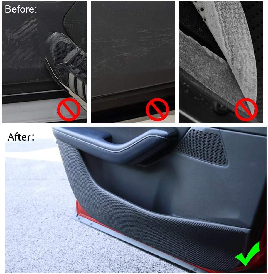 Door Anti-Kick Pad Mats Side Edge Protection Mats Cover Sticker for Mazda CX-30 2019 2020 (Carbon Fiber) U10644