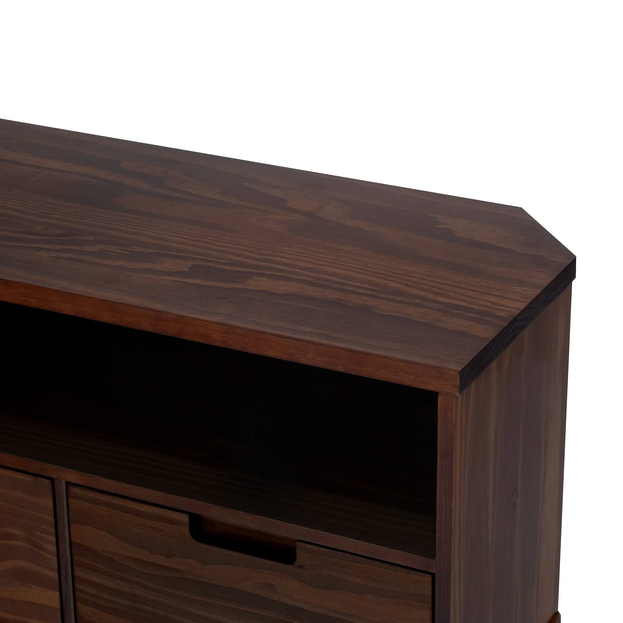 Walnut Mid-Century Corner TV Console F439