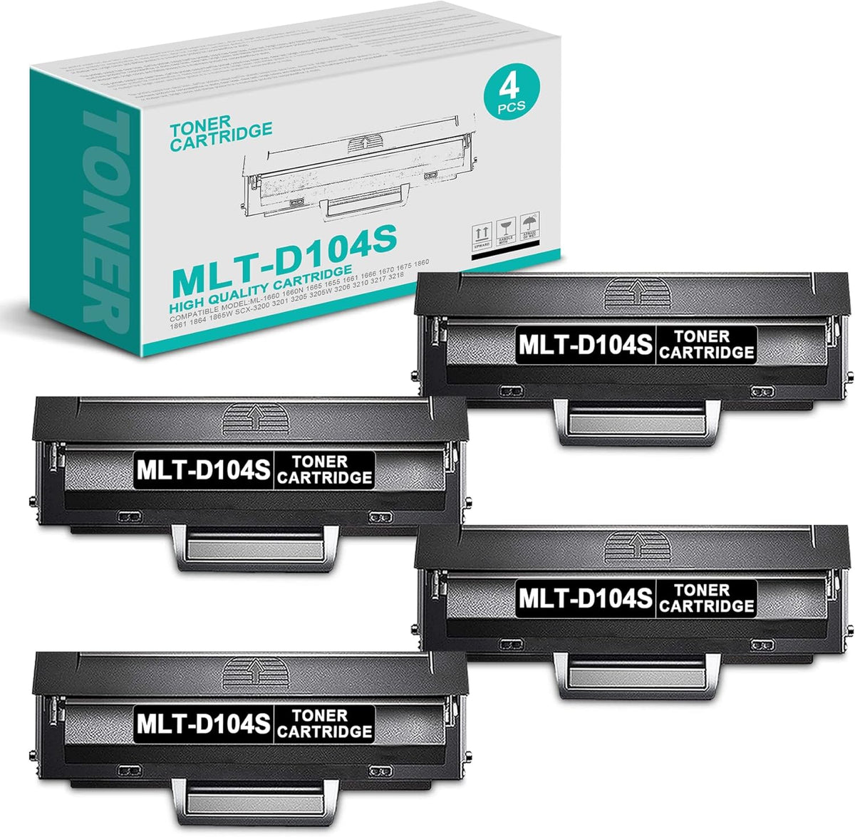 4 Pack Black Toner Cartridge V4832