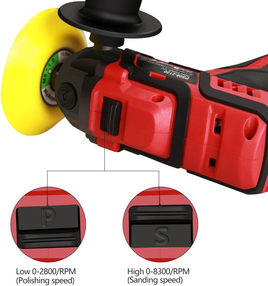 12V Cordless Car Polisher Tool Set with 1500mAh Li-ion Battery and Polishing Pads S122577