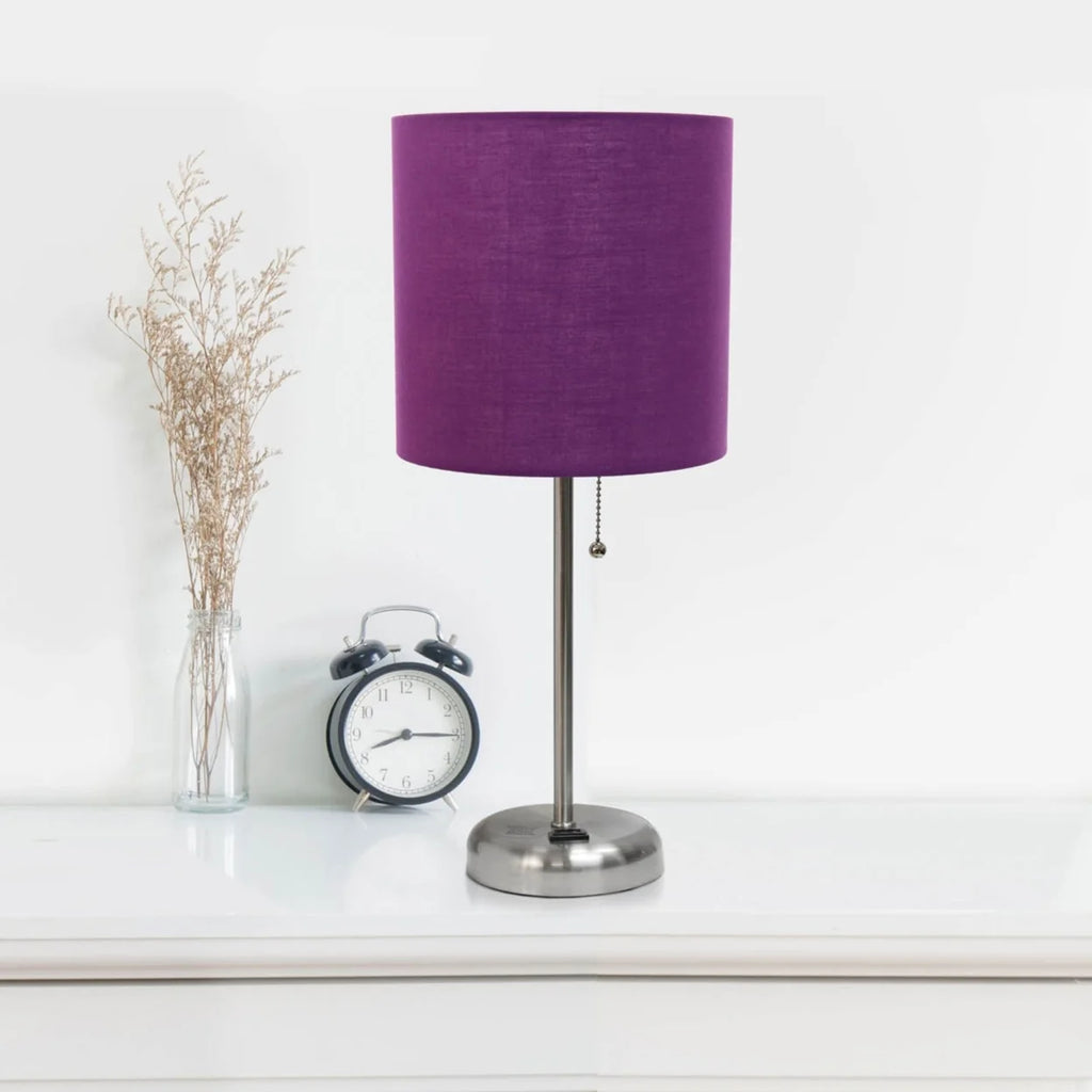 Stick Lamp with Outlet and Fabric Shade Two Pack Set Z1681
