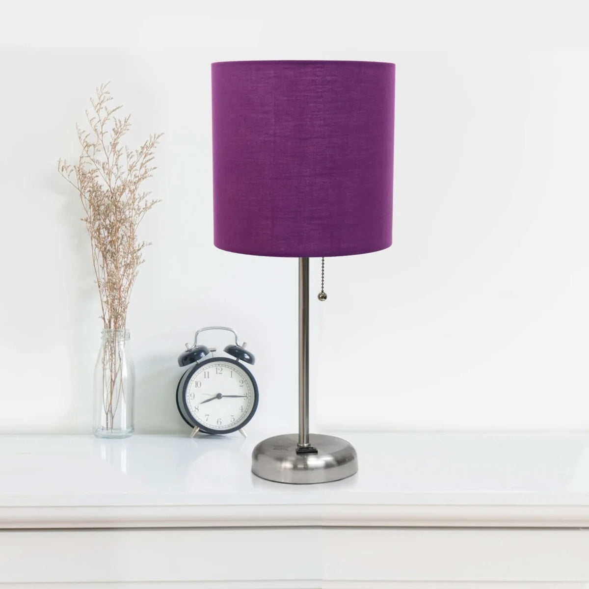 Stick Lamp with Outlet and Fabric Shade Two Pack Set Z1681