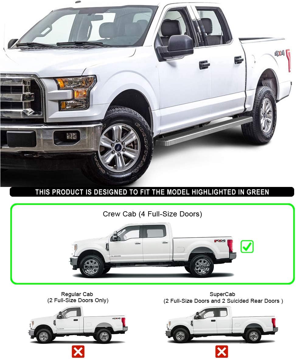 4in Running Boards for Ford F150 SuperCrew Cab M9841