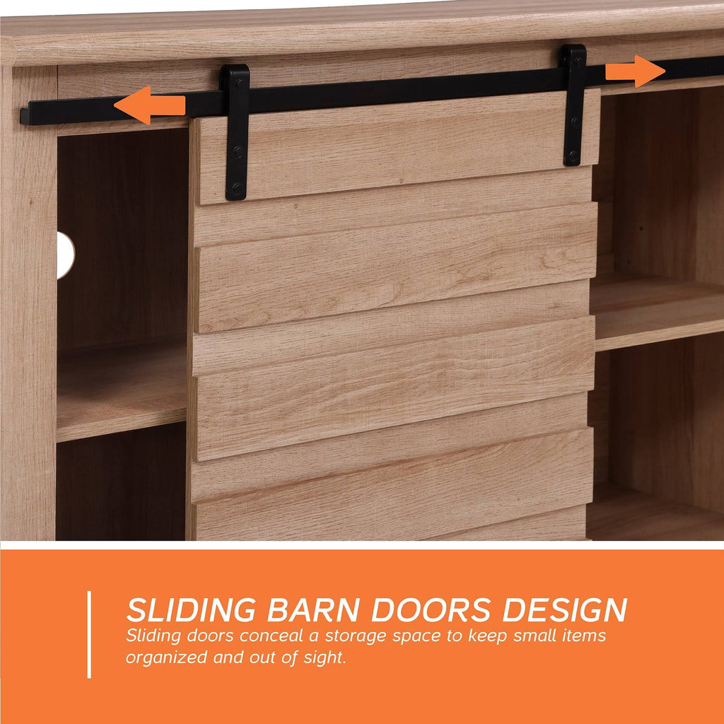 Oak Sliding Barn Door TV Stand Storage Cabinet L9271