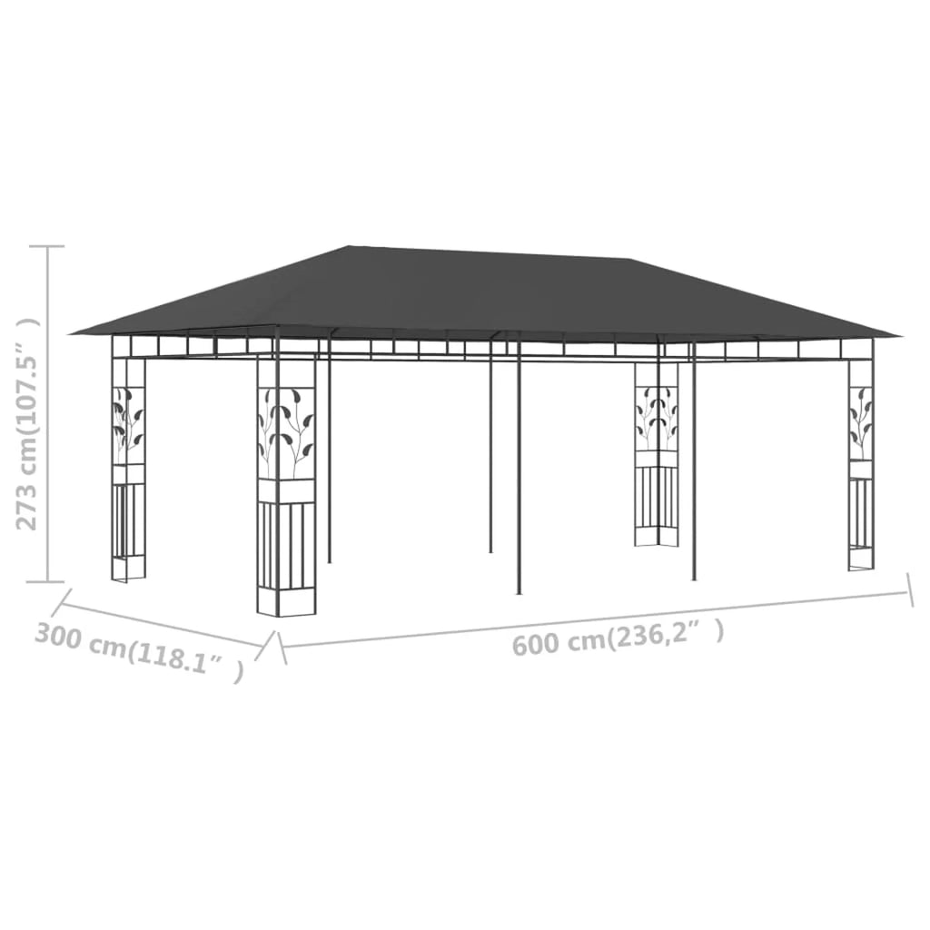 19.7'x9.8'x9' Anthracite Gazebo with Mosquito Net L7591