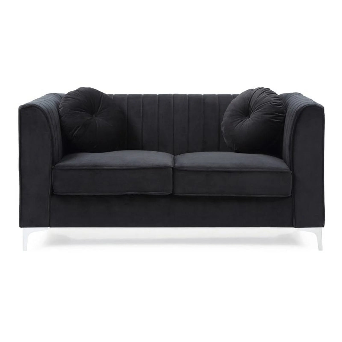 Black Velvet Channel Tufted Loveseat N328