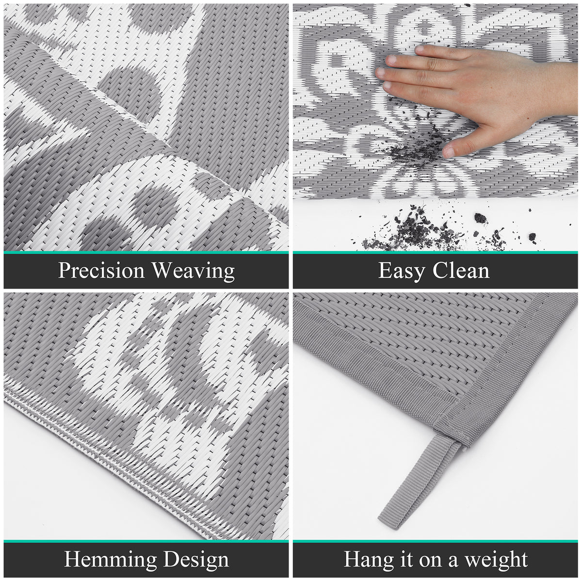 6'x 9' Reversible Outdoor Plastic Straw Camping Rug N1075