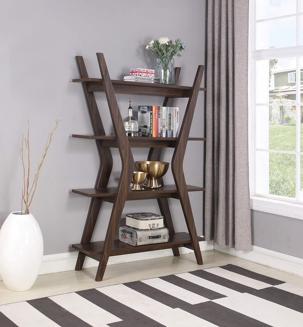 4-Tier Bookcase Dark Walnut Brown Z830