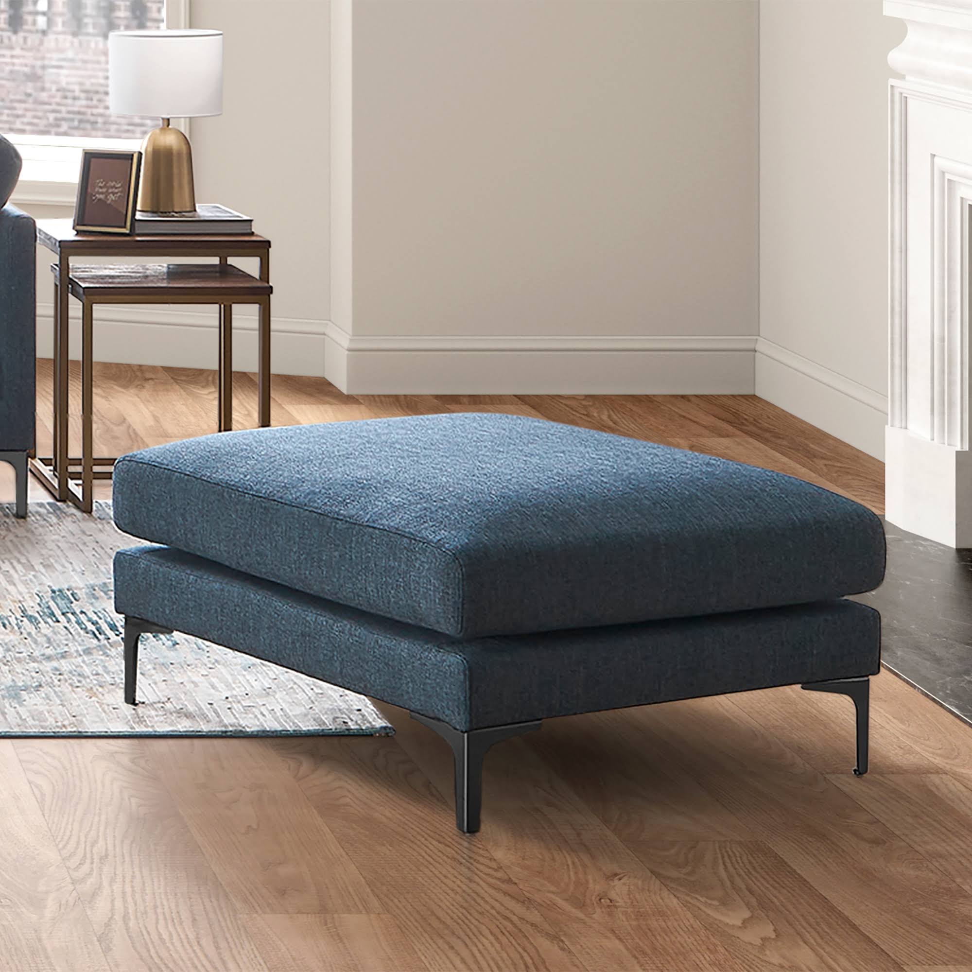 Blue Ottoman with Black Leg D26300