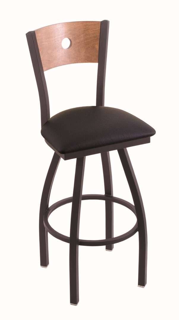 Swivel Counter Stool with Black Vinyl Seat D2747