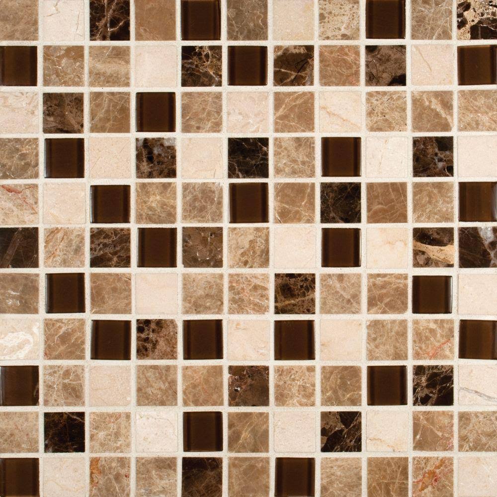 12 in. x 12 in. x 8mm Textured Glass and Stone Mosaic Tile N202829