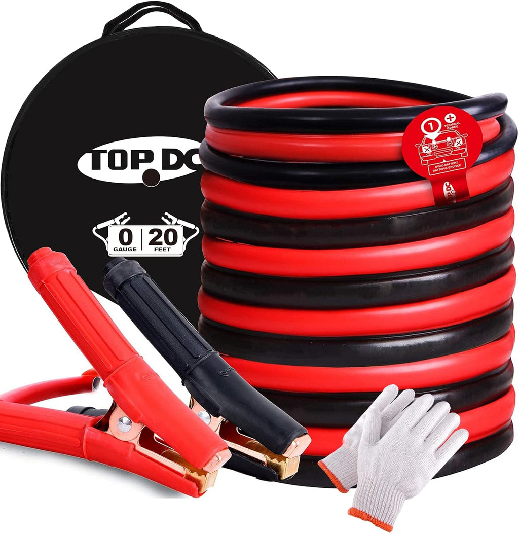0 Gauge 20 Feet Heavy Duty Booster Cables with Carry Bag V9448