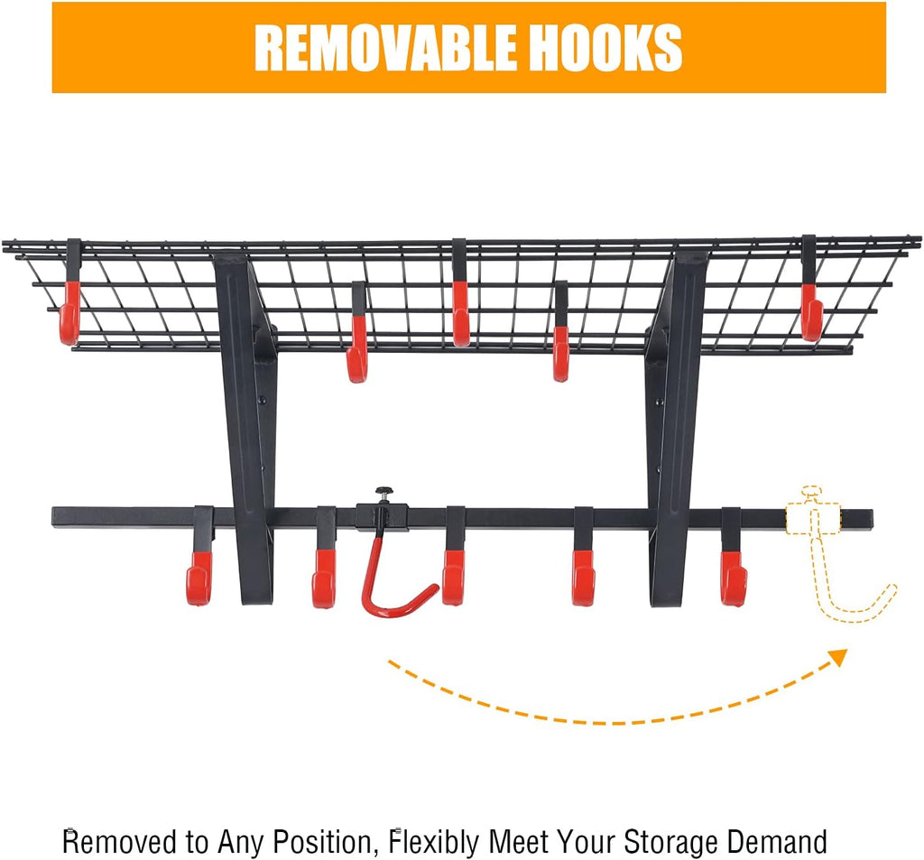 2-Pack Powder Coated Steel Garage Wall Shelving with Bike Hooks N66171